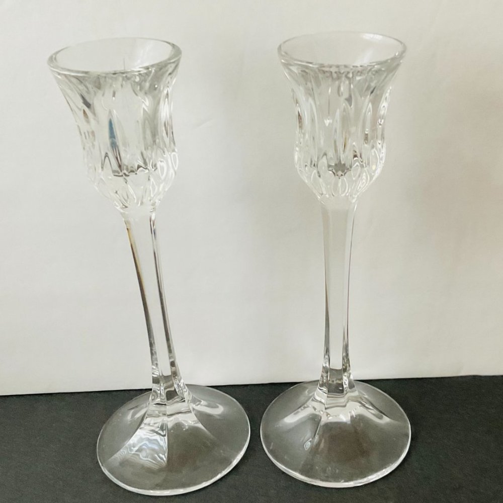 VINTAGE GORHAM "Althea Cut" Full Lead Crystal German Candlesticks EUC